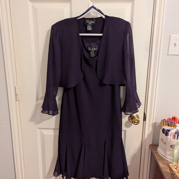 ✨3/$15✨ S.L. Fashions Petite Women's Dress with Cover - Picture 3 of 12